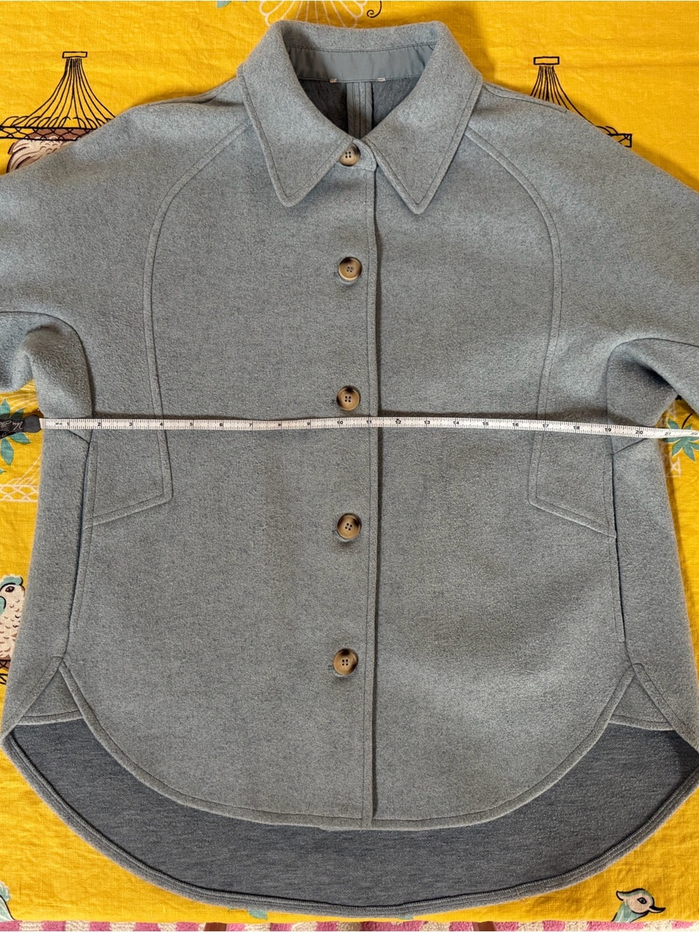 Light Blue Button-Front Wool Jacket - Picture 9 of 16